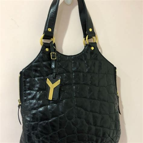 【二手】YSL 小羊皮超大購物袋 黑色 肩背包 手提包 包包 官方正 